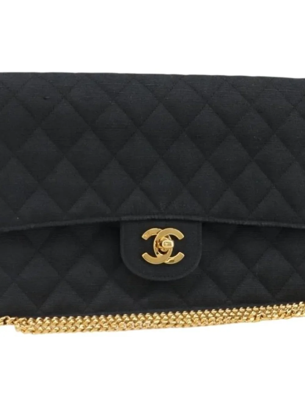 CHANEL Matelasse 25 Chain Shoulder Bag Denim Black Gold CC Auth 185437SAM